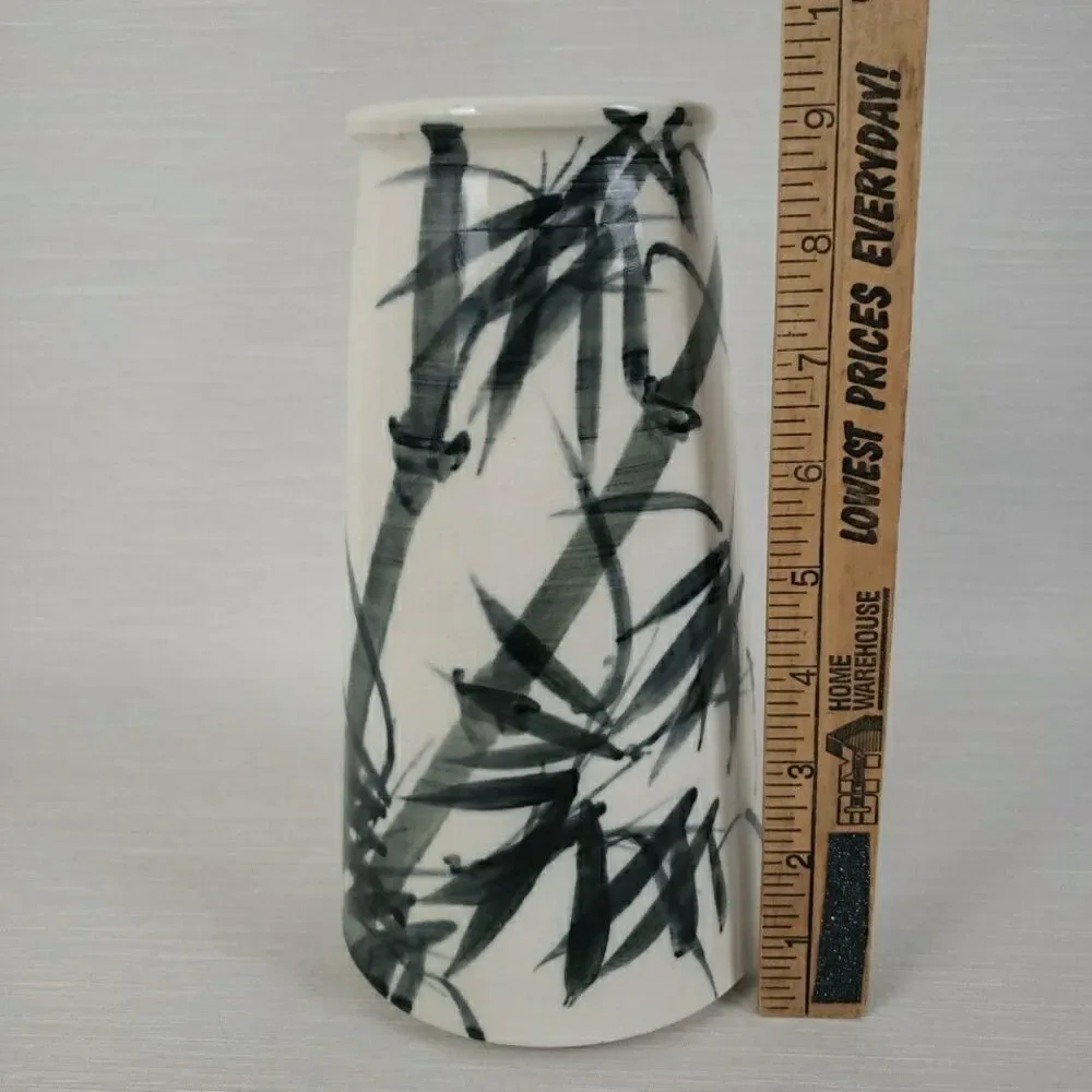 Studio Art Pottery Vase Bamboo Motif 9